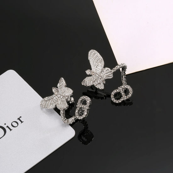 Christian Dior CD Elegant Diamond Accent Butterfly Earrings