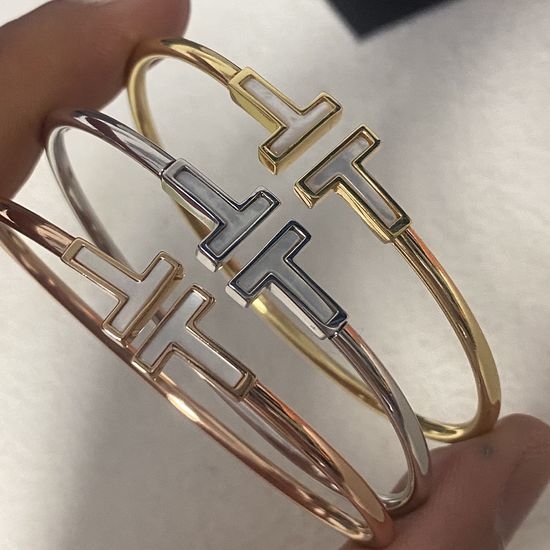 Tiffany & Co. Double T Bracelet with Dual Shell Design