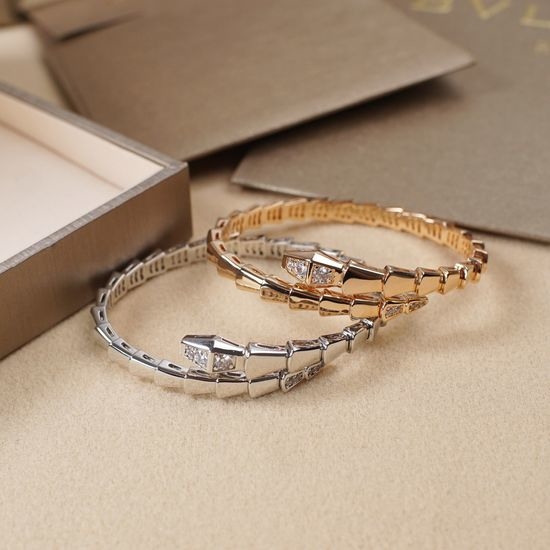 Bvlgari Narrow Diamond Set Snake Bangle