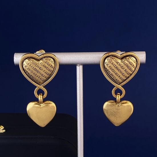 Balenciaga Long Heart Drop Stud Earrings