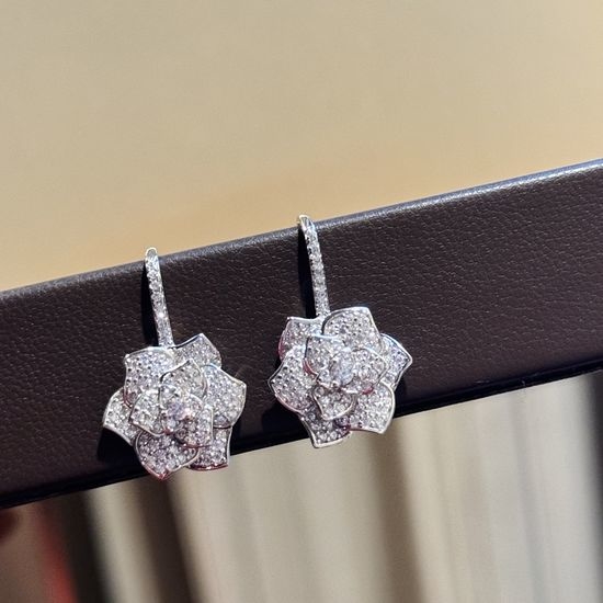 Piaget Sterling Silver Rose Hook Earrings