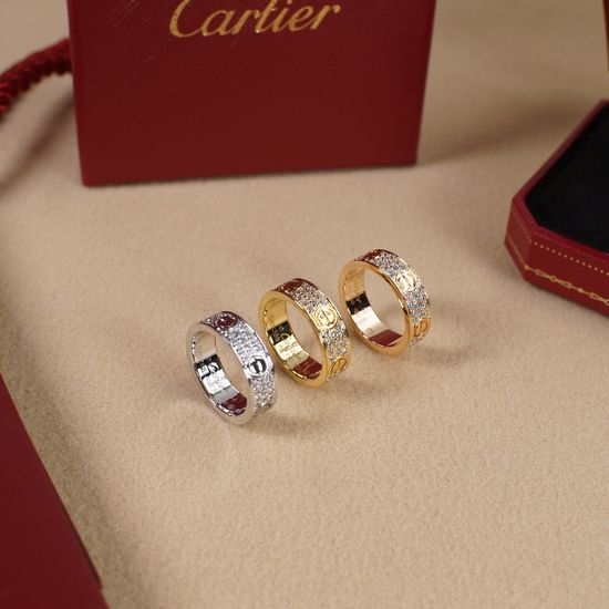 Cartier Wide Band Diamond Inlaid Ring