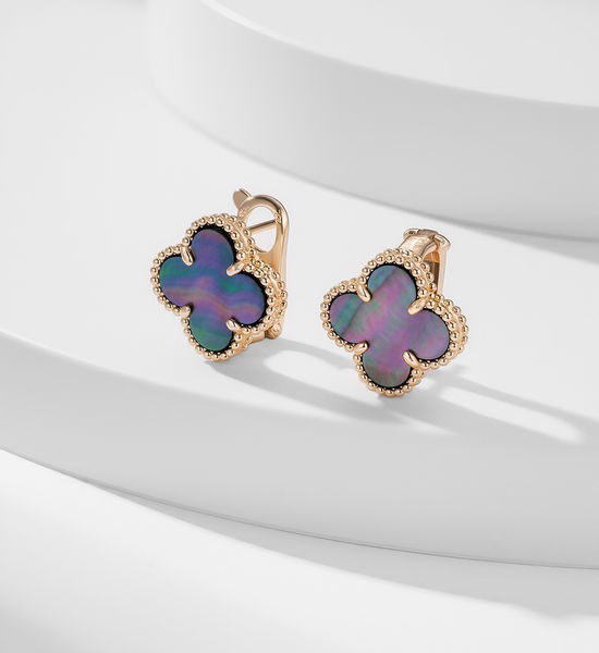 Van Cleef & Arpels VCA Natural Gray Shell Earrings