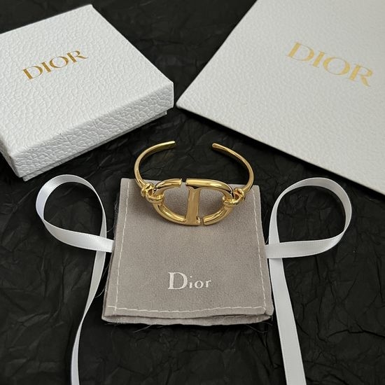 Christian Dior CD Vintage Brass Bangle Elegant Style