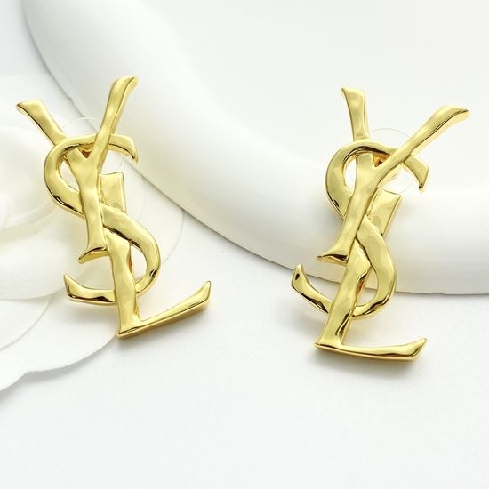 Yves Saint Laurent YSL Textured Logo Stud Earrings