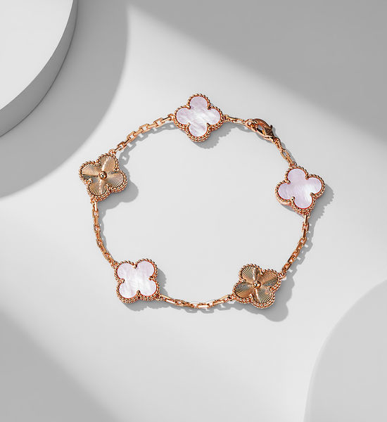 Van Cleef & Arpels VCA Pink Mother of Pearl Five Flower Bracelet