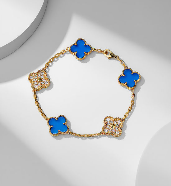Van Cleef & Arpels VCA Blue Chalcedony Clover Bracelet