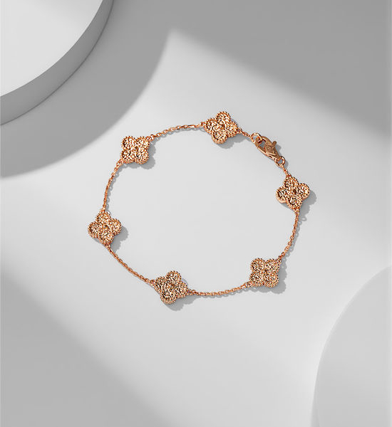 Van Cleef & Arpels VCA Dainty Rose Gold Floral Bracelet