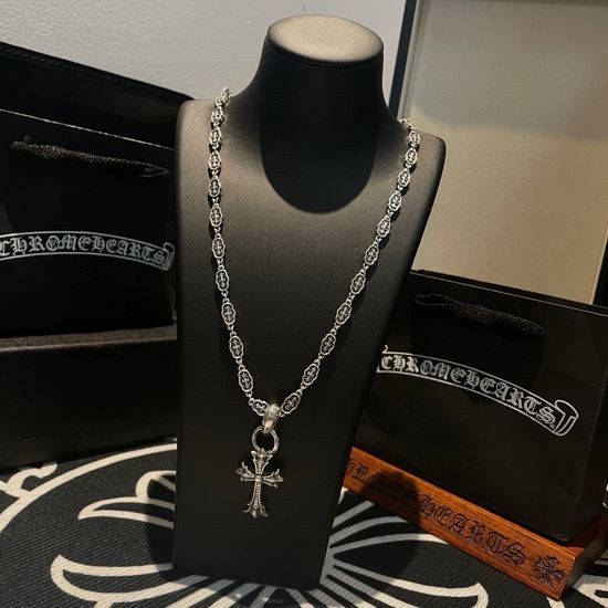 Chrome Hearts Rhinestone Cross Pendant Necklace
