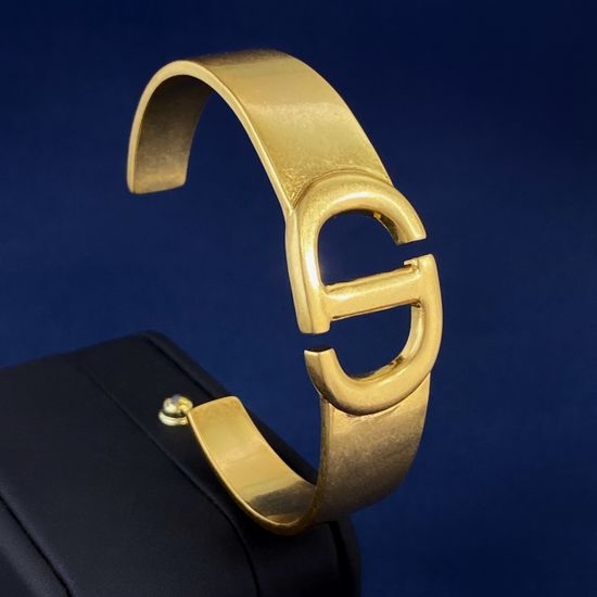 Christian Dior CD Letter Engraved Open Cuff Bangle