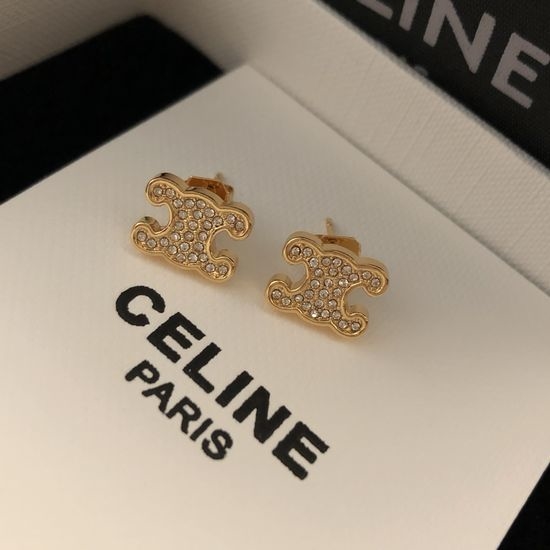 Celine Exquisite Logo Inlaid Stud Earrings