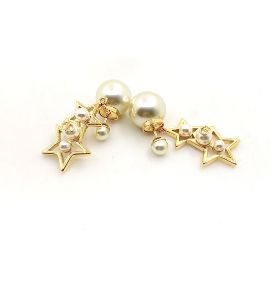 Christian Dior CD Pearl Star Drop Earrings
