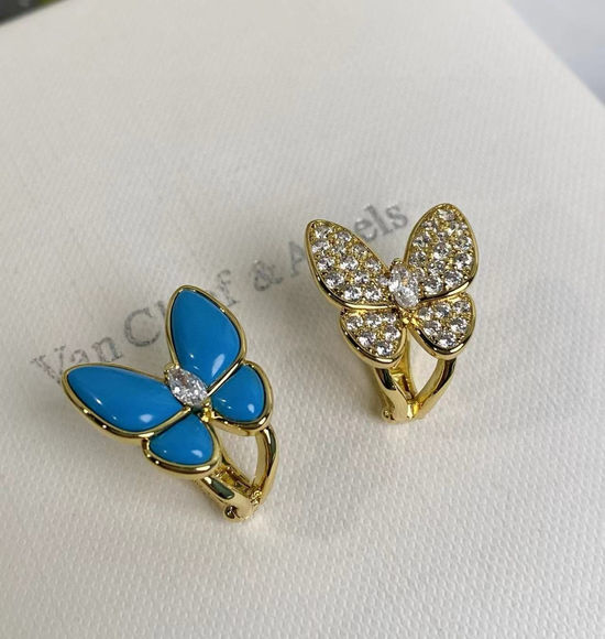 Van Cleef & Arpels VCA Turquoise Rhinestone Mismatch Earrings