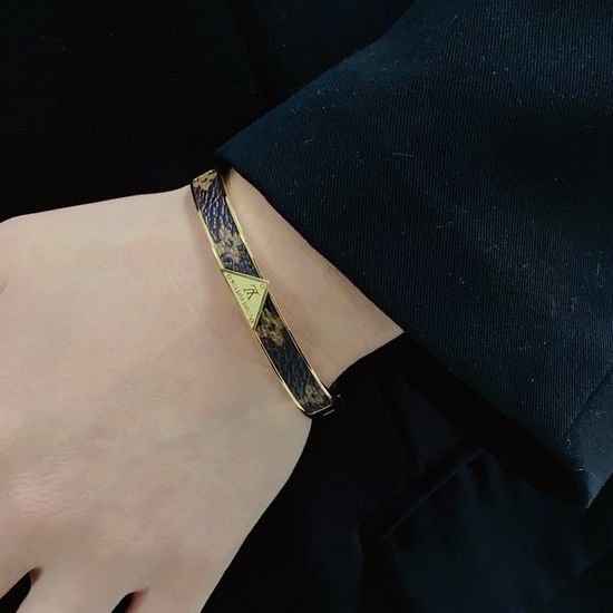 Louis Vuitton LV Printed Leather Retro Bangle Bracelet