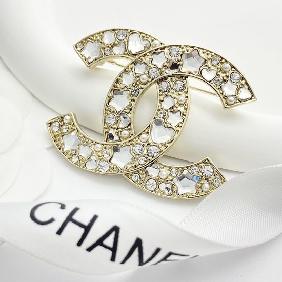 Chanel Rhinestone Pearl Double C Brooch