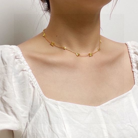 Celine Hollow Star Heart Pendant Necklace