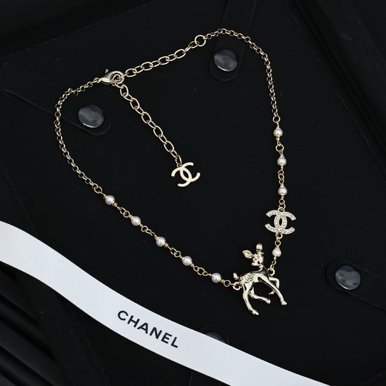 Chanel Deer Pattern Pendant Necklace Elegant Accessory