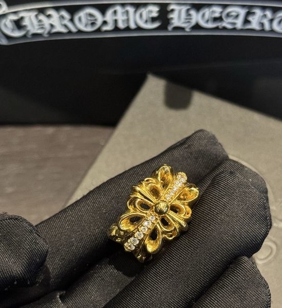 Chrome Hearts Diamond Inlaid Iris Flower Ring