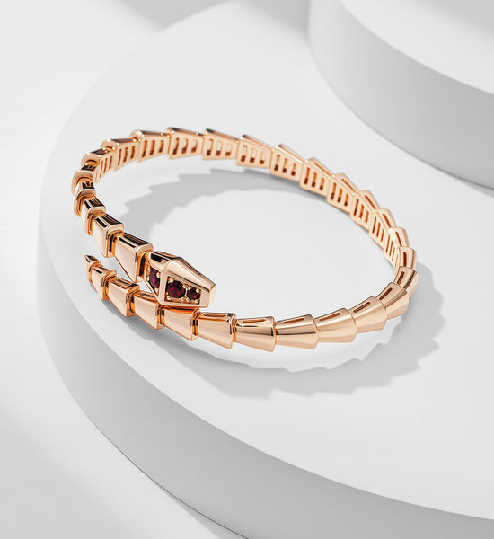 Bvlgari Snake Shape Spring Bangle Ruby Decor