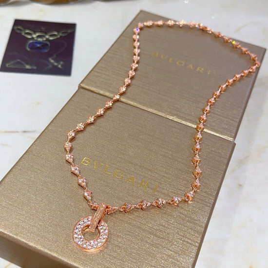 Bvlgari Diamond Inlaid Rose Gold Necklace