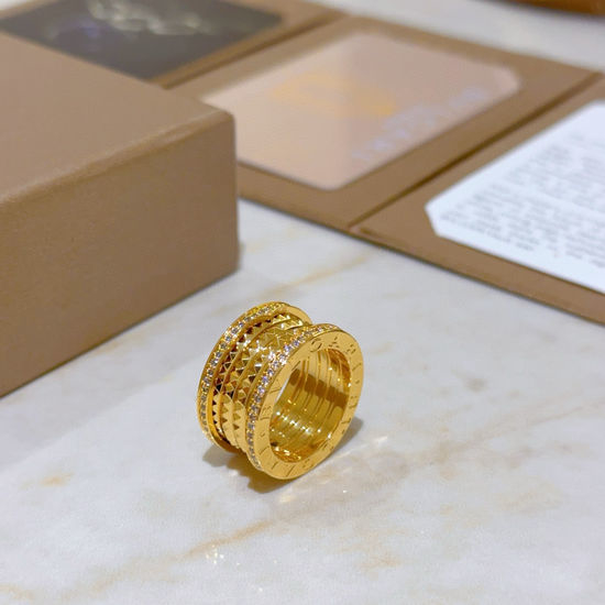 Bvlgari Diamond Inlaid Yellow Gold Ring