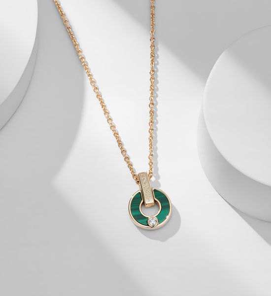 Bottega Veneta BV Malachite Copper Coin Pendant Necklace
