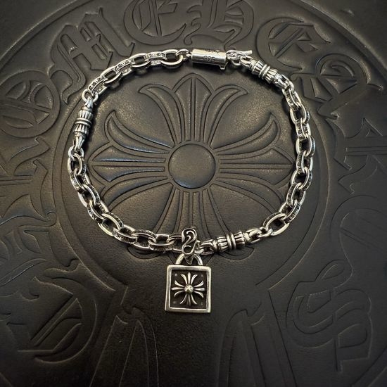 Chrome Hearts Vintage Embossed Pattern Silver Bracelet
