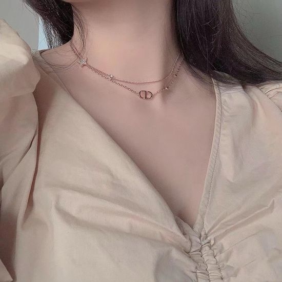 Christian Dior CD Dior Dual-Layer Star Diamond Necklace