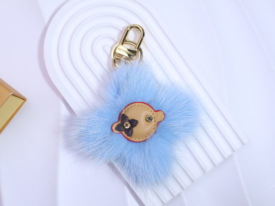 Louis Vuitton LV Mink Fur Pom Pom Key Chain Charm
