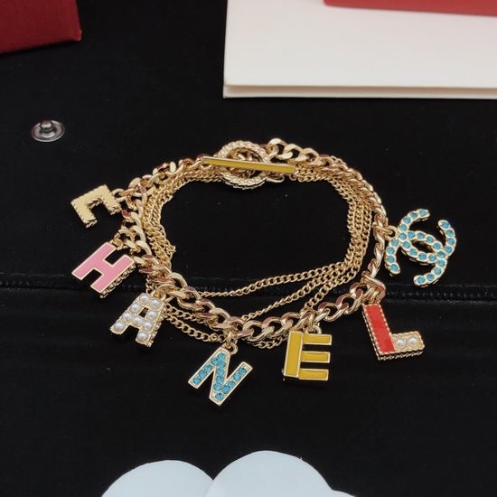 Chanel Colorful Enamel Bracelet Brass Material