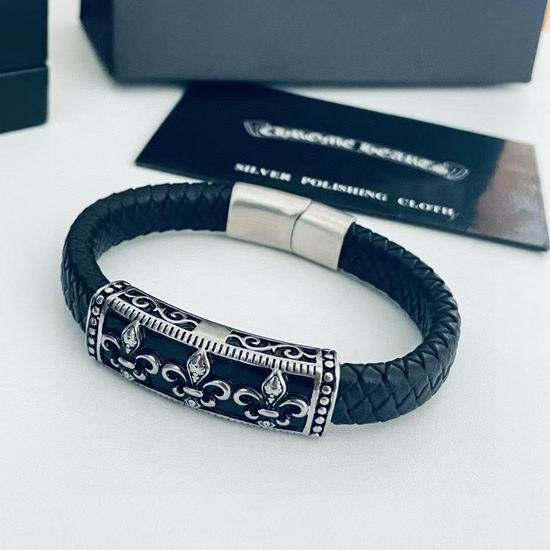 Chrome Hearts Vintage Flower Leather Cord Bracelet
