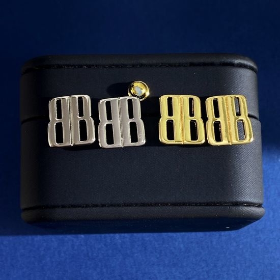 Balenciaga Double Letter Smooth Stud Earrings