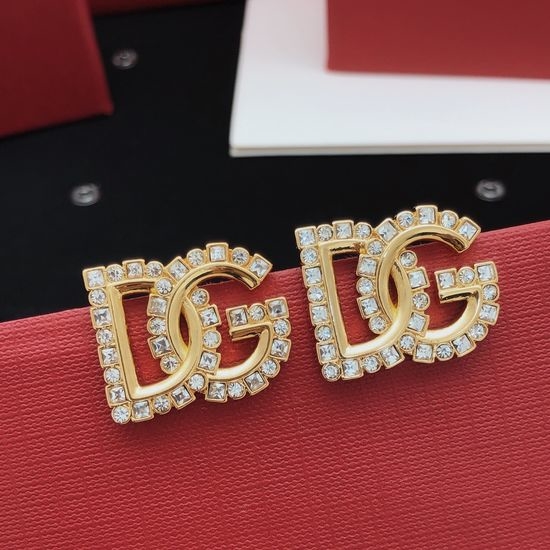 Dolce & Gabbana Square Diamond Stud Earrings Brass Material