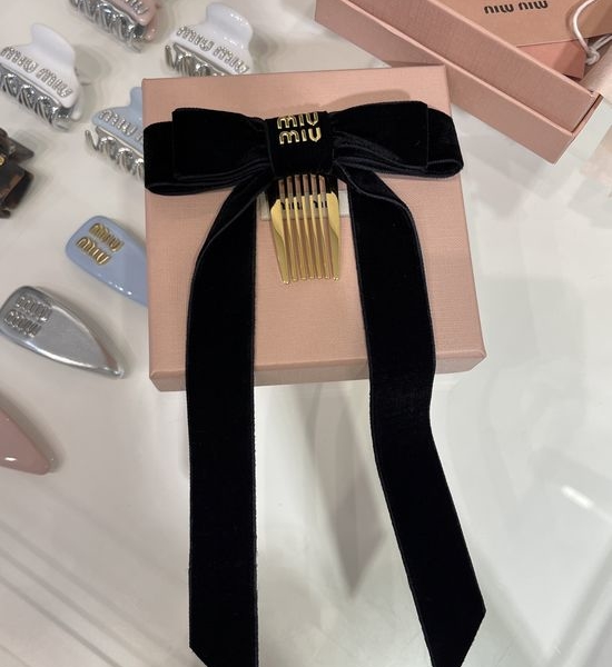 Miu Miu Velvet Bow Hair Comb Elegant Accessory