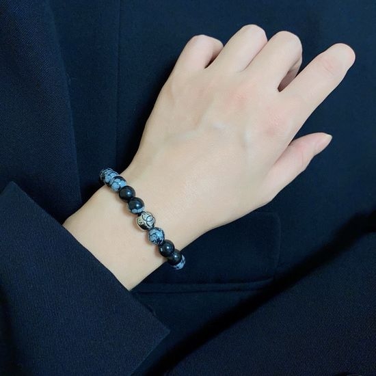 Chanel Natural Agate Beaded Elastic Bracelet