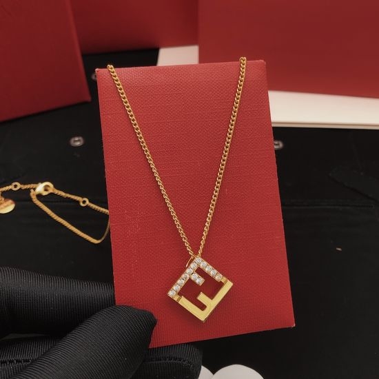 Fendi Square Shape Necklace Brass Material