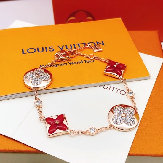 Louis Vuitton LV Red Mother of Pearl Brass Bracelet