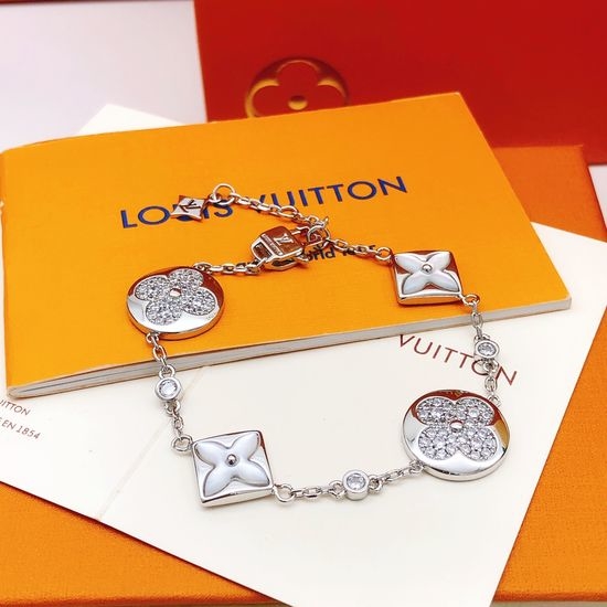 Louis Vuitton LV White Mother of Pearl Bracelet Brass Material