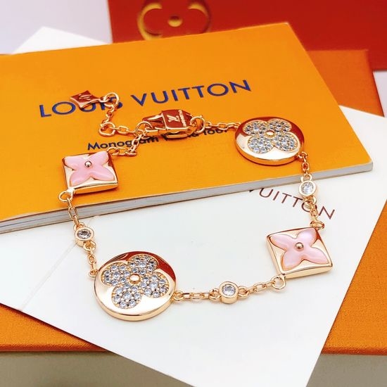 Louis Vuitton LV Pink Mother of Pearl Brass Bracelet