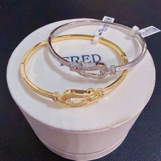 Fred Sparkling Paved Horseshoe Buckle Bangle Bracelet