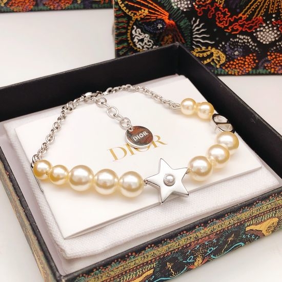 Christian Dior CD Star Decor Pearl Design Bracelet