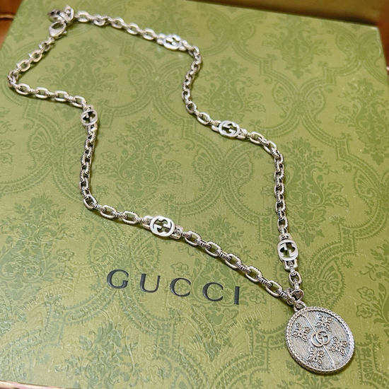 Gucci Vintage Silver Tone Adjustable Necklace
