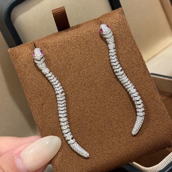 Apm monaco Ruby Snake Shape Sterling Silver Earrings