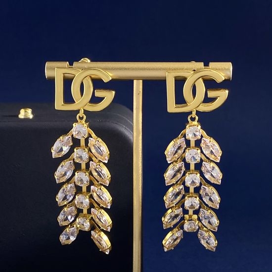 Dolce & Gabbana Diamond Wheat Leaf Tassel Long Earrings
