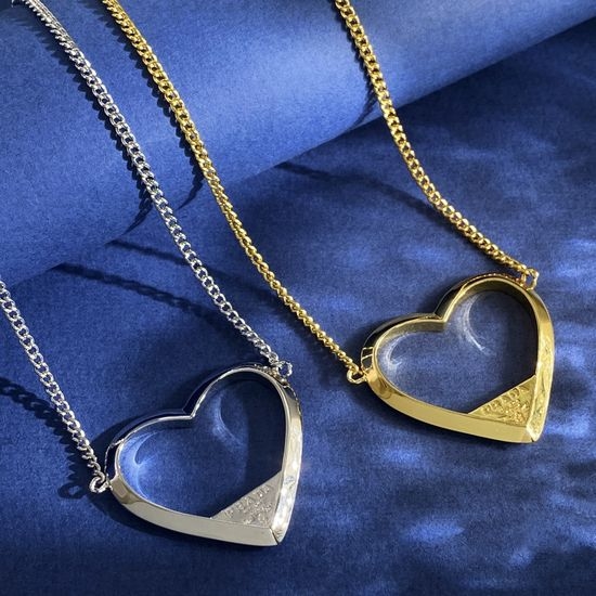Prada Hollow Love Heart Triangle Pendant Necklace