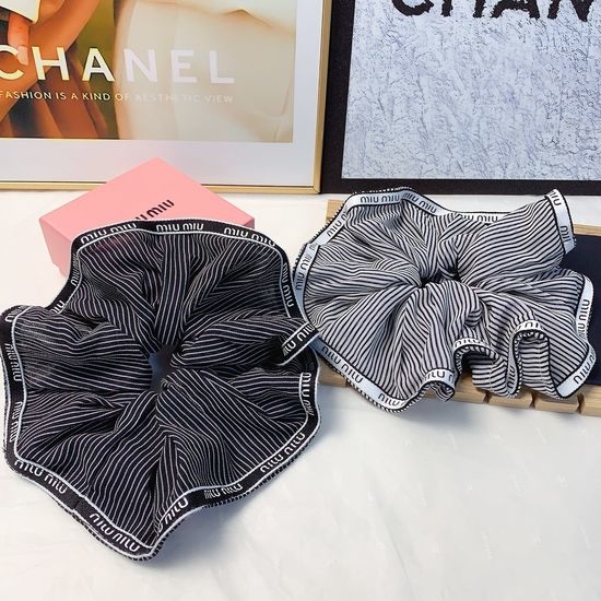 Miu Miu Chiffon Logo Elastic Scrunchie