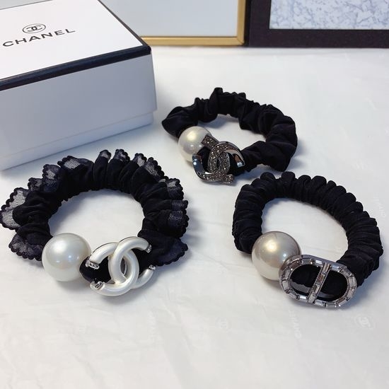 Chanel Pearl Logo Elastic Hair Tie