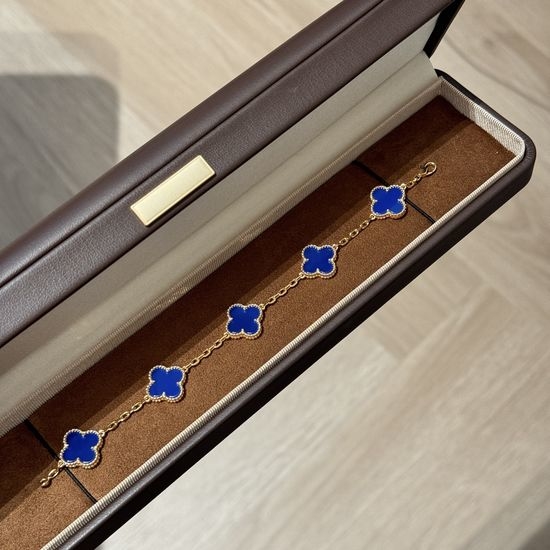 Van Cleef & Arpels VCA Blue Enamel Clover Five Flowers Bracelet
