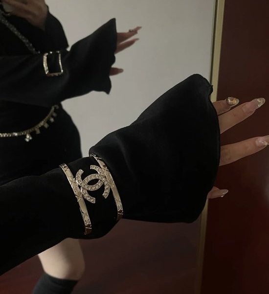 Chanel Diamond Encrusted Double C Bracelet