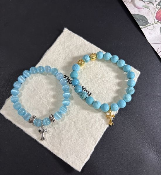 Chrome Hearts Vintage Multi Element Blue Cat s Eye Bracelet